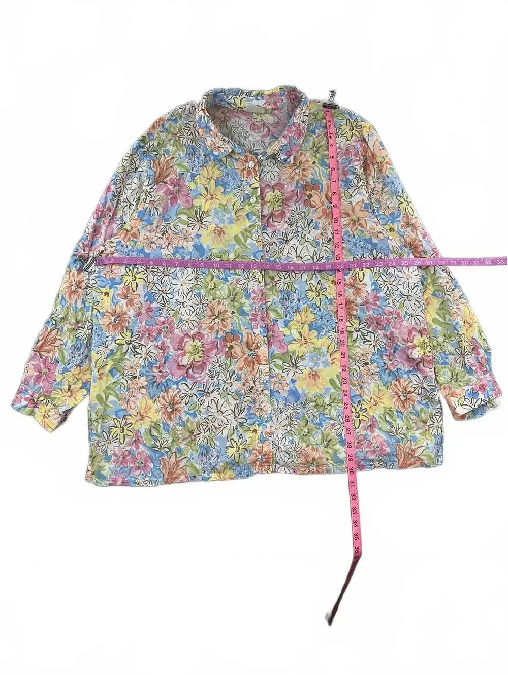 Koret Francisca Vintage Floral Button Front Blouse with Relaxed Oversized Fit